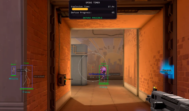 ESP player boxes in a Valorant match